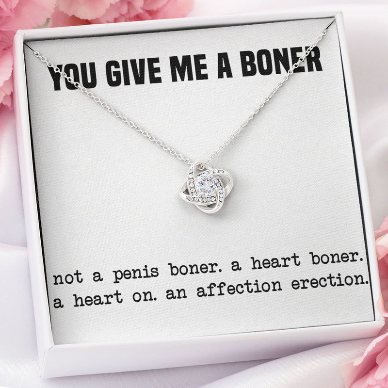 To My Wife Girlfriend Soulmate Necklace - Funny You Give Me A Boner An Affection Erection Love Knot - Alluring Beauty - Cross Dancing Necklace 029E - TGV