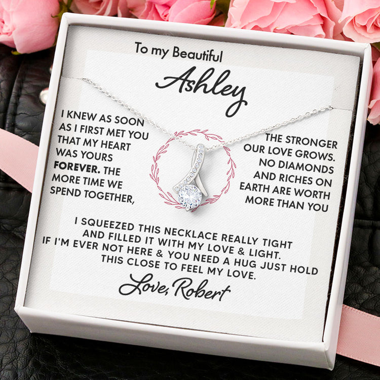 To My Wife Soulmate Girlfriend Necklace Gift - I knew as soon as I first met you that my heart was yours forever Love Knot Necklace, Alluring Beauty, Sunflower Necklace Gift 003A - TGV