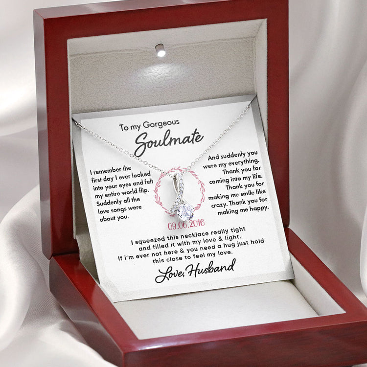 To My Wife Soulmate Girlfriend Necklace Gift I remember the first day I ever looked into your eyes - Custom Love Knot Necklace, Alluring Beauty, Sunflower Necklace Gift 003C - TGV