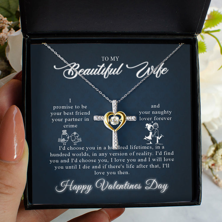 To my Soulmate Necklace Gift - I promise to be your best friend you partner in crime and you naughty lover forever - Custom Name Love Knot, Alluring Beauty, Turtle, Cross Dancing Necklace Gift 357B - TGV