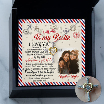 Upload Photo Necklace for Bestie, Thank you for Standing By My Side When Times Get Hard Personalized Love Knot Necklace Alluring Necklace 337A - TGV