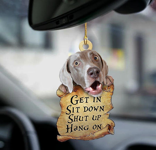 Godmerch- Ornaments- Weimaraner get in two sided ornament, Dog Ornaments, Car Ornaments