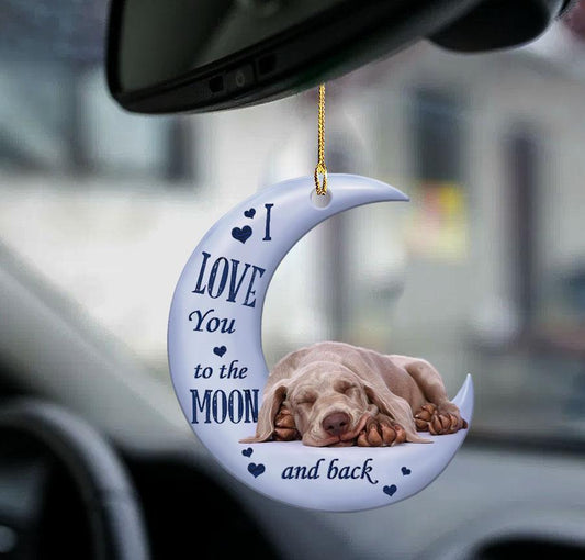 Weimaraner Moon Back Weimaraner Lover Dog Moms Two Sided Ornament