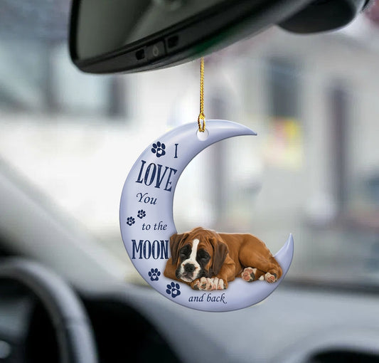 Boxer Moon Back Boxer Lover Dog Moms Two Sided Ornament
