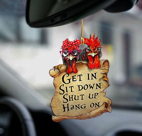 Chicken Get In Chicken Lover Two Sided Ornament, Funny Chicken Car Hanging Ornaments
