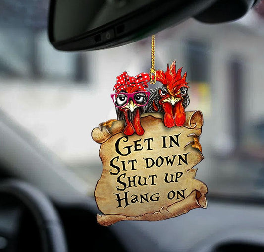 Godmerch- Ornaments- Chicken get in chicken lover two sided ornament, Dog Ornaments, Car Ornaments