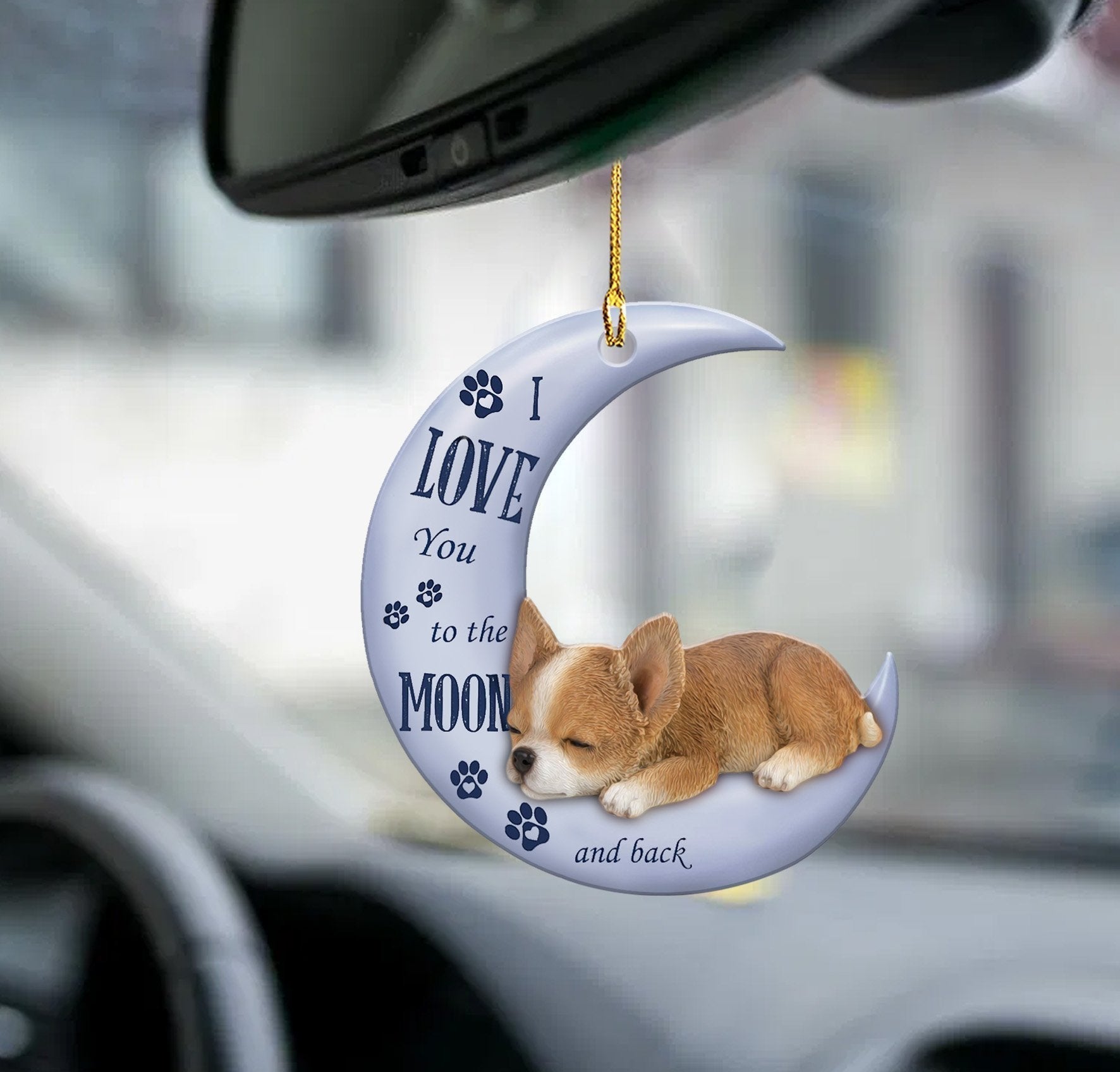 Chihuahua Moon Back Chihuahua Lover Dog Moms Two Sided Ornament