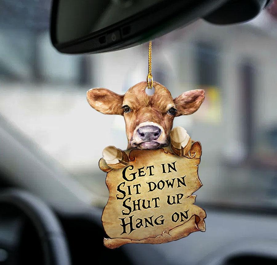 Godmerch- Ornaments- Cow get in cow lover two sided ornament, Dog Ornaments, Car Ornaments