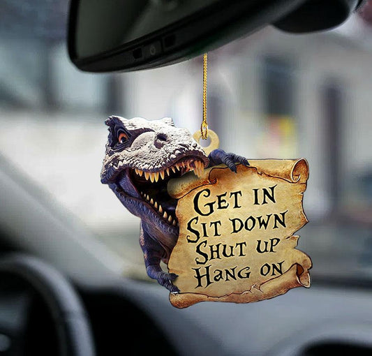 Godmerch- Ornaments- Dinosaur get in dinosaur lover two sided ornament, Dog Ornaments, Car Ornaments