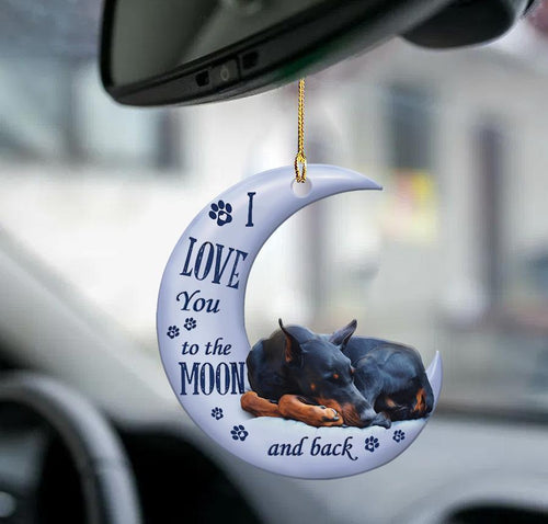 Doberman Pinscher Moon Back Doberman Pinscher Lover Dog Moms Two Sided Ornament