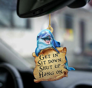 Godmerch- Ornaments- Dolphin get in dolphin lover two sided ornament, Dog Ornaments, Car Ornaments