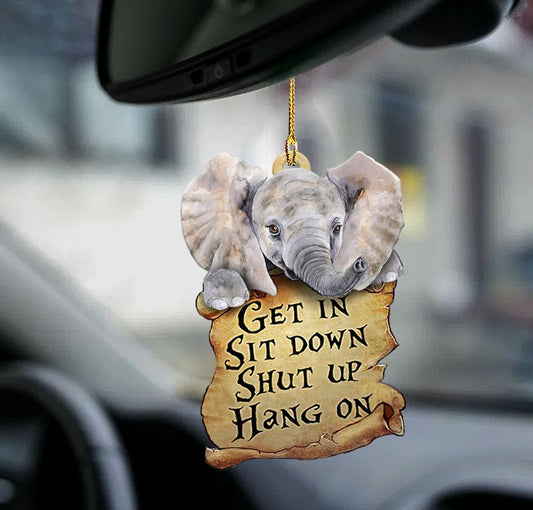 Godmerch- Ornaments- Elephant get in elephant lover two sided ornament, Dog Ornaments, Car Ornaments