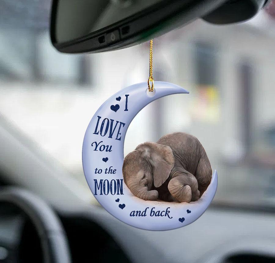 Elephant Moon Back Elephant Lover Two Sided Ornament
