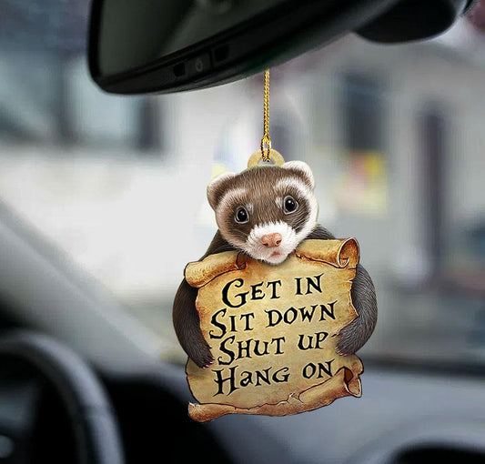 Godmerch- Ornaments- Ferret get in ferret lover two sided ornament, Dog Ornaments, Car Ornaments