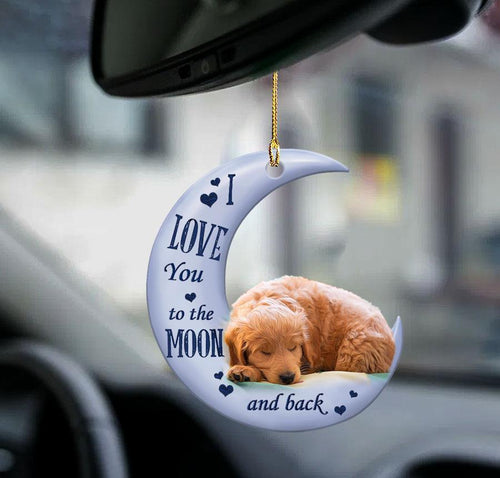 Goldendoodle Moon Back Goldendoodle Lover Dog Moms Two Sided Ornament