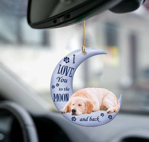Golden Retriever Moon Back Golden Retriever Lover Dog Mom Two Sided Ornament