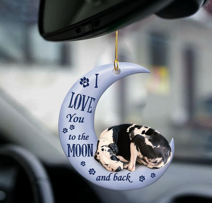 Great Dane Moon Back Great Dane Lover Dog Moms Two Sided Ornament