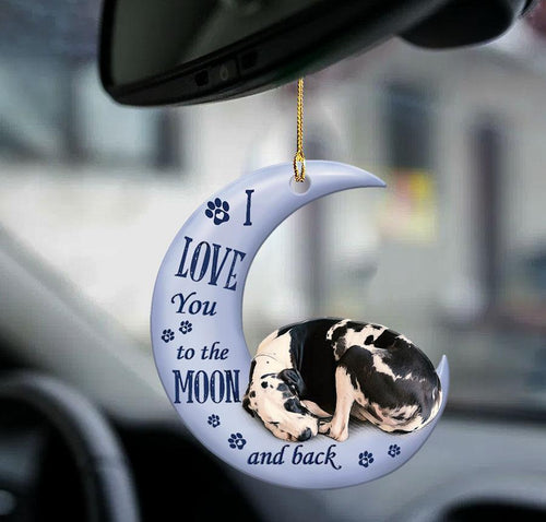 Great Dane Moon Back Great Dane Lover Dog Moms Two Sided Ornament