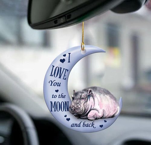 Hippo Moon Back Hippo Lover Two Sided Ornament