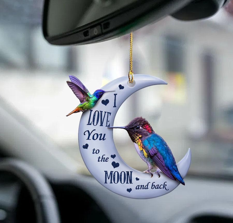 Hummingbird moon back hummingbird lover bird lovers two sided ornament