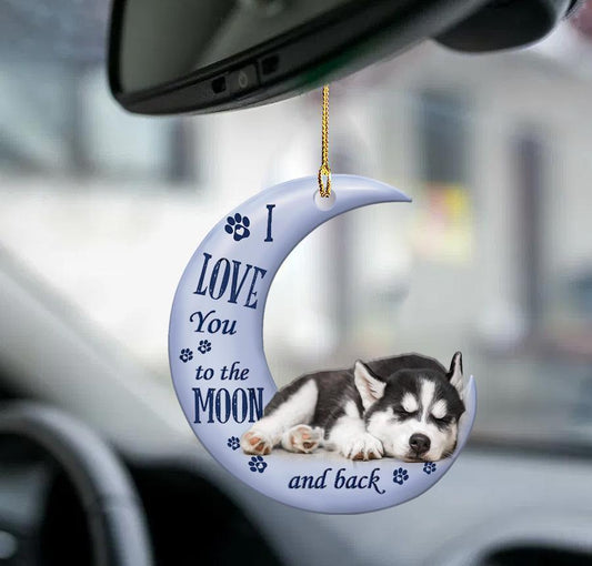 Siberian Husky Moon Back Siberian Husky Lover Dog Moms Two Sided Ornament