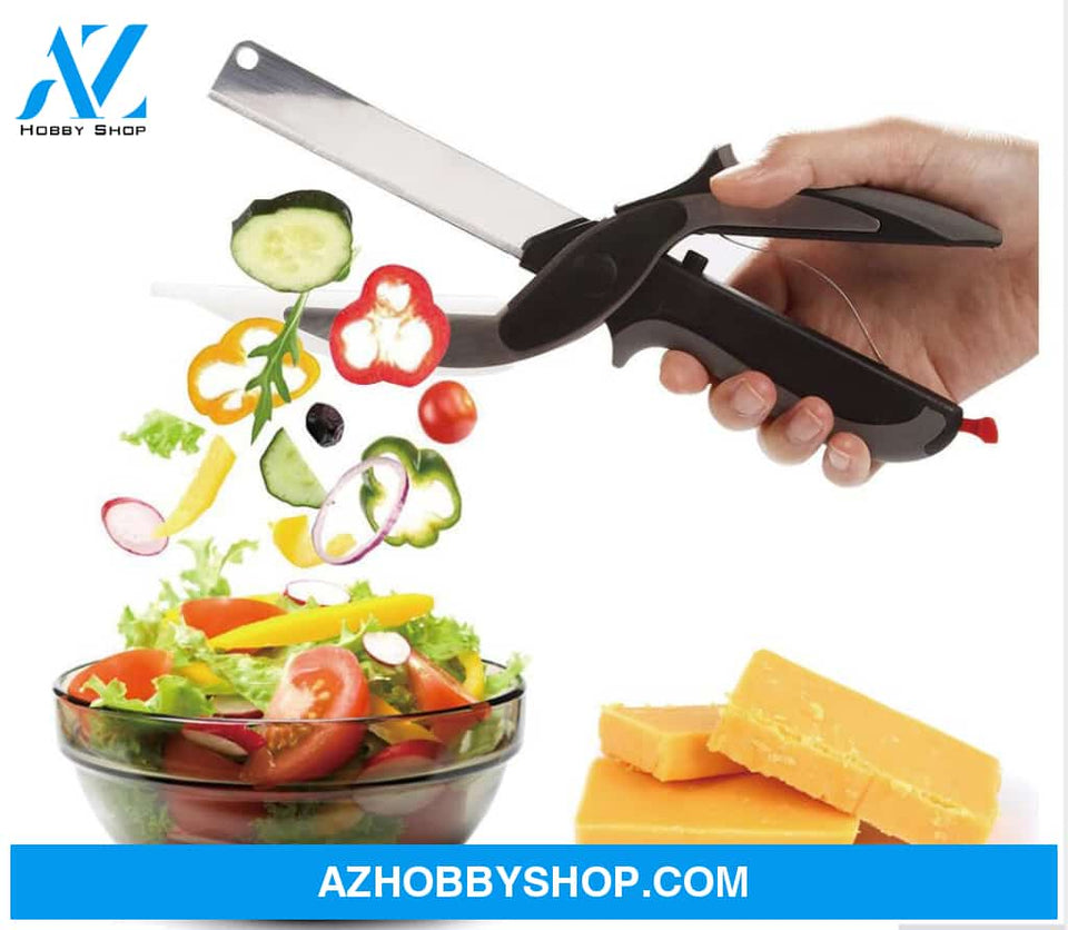 2 In 1 Stainless Steel Kitchen Knife Shears Vegetable Slicer