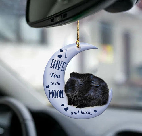 Black Guinea Pig Moon Back Gift For Guinea Pig Lover Gift For Guinea Pig Moms Two Sided Ornament