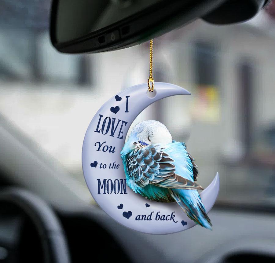 Budgie Moon Back Gift For Bird Lover Two Sided Ornament