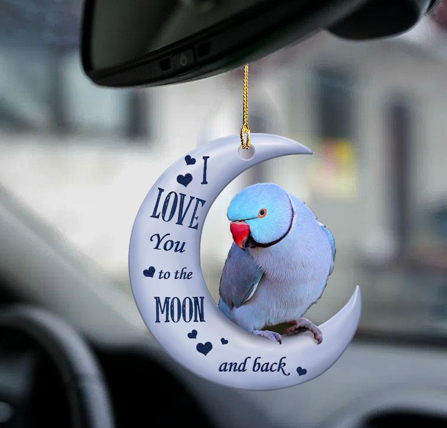 Blue Ringneck moon back gift for bird lover two sided ornament