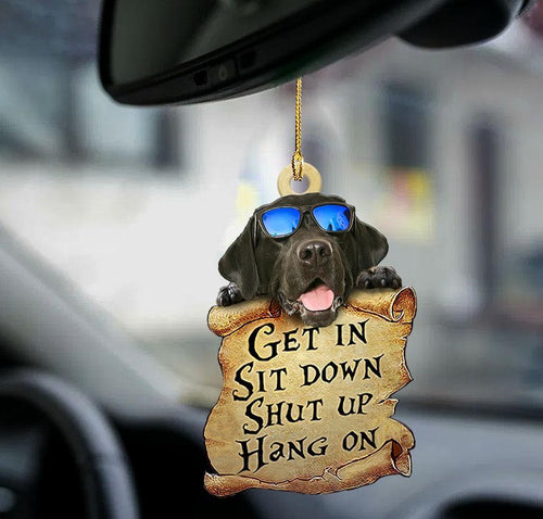 Godmerch- Ornaments- Black labrador retriever get in two sided ornament, Dog Ornaments, Car Ornaments