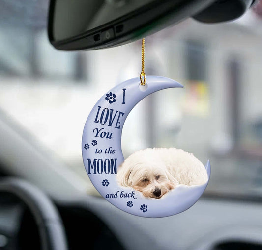 Maltese Moon Back Maltese Lover Dog Moms Two Sided Ornament