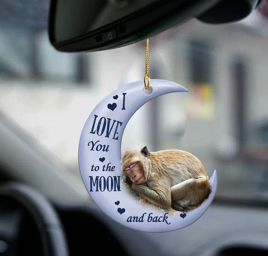 Monkey Moon Back Monkey Lover Two Sided Ornament