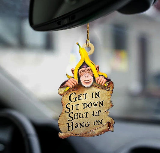 Godmerch- Ornaments- Monkey get in two sided ornament, Dog Ornaments, Car Ornaments