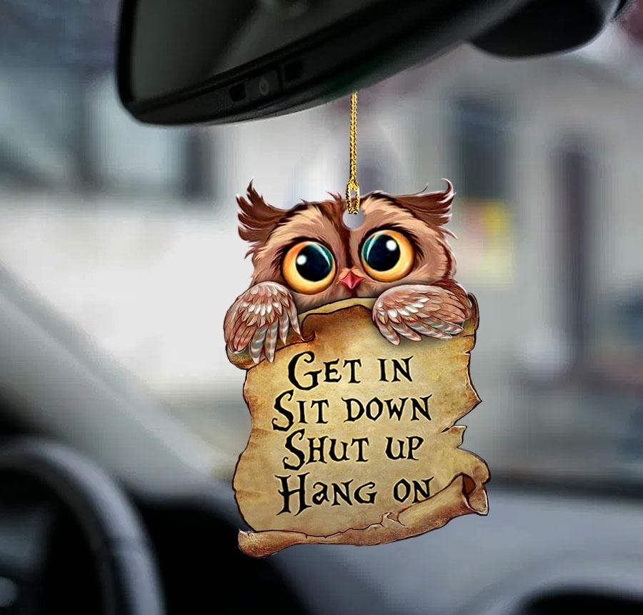 Godmerch- Ornaments- Owl get in owl lover two sided ornament, Dog Ornaments, Car Ornaments