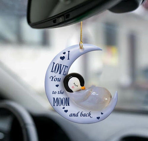 Penguin Moon Back Penguin Lover Two Sided Ornament