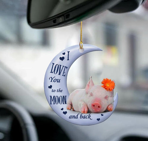 Pig moon back pig lover two sided ornament