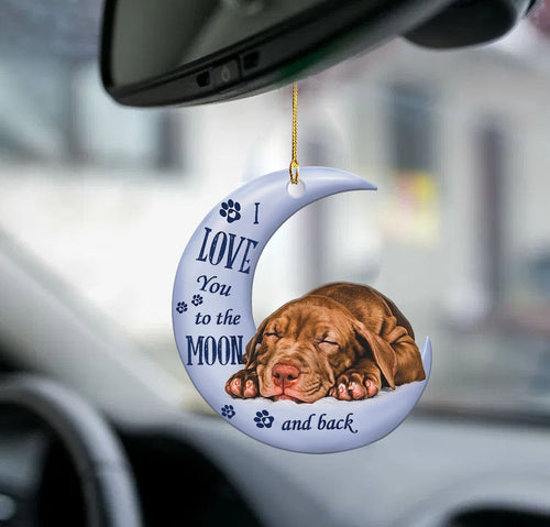 Pitbull Moon Back Pitbull Lover Dog Moms Two Sided Ornament