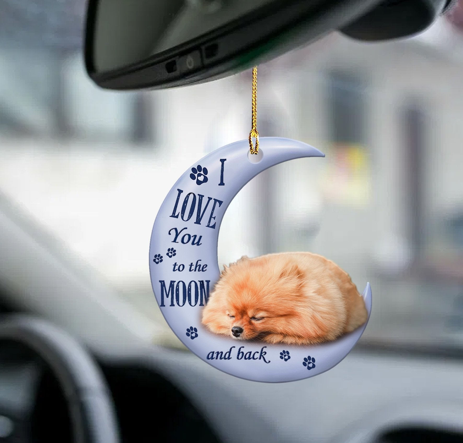 Pomeranian Moon Back Pomeranian Lover Dog Moms Two Sided Ornament