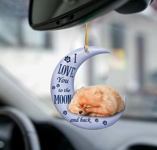 Pomeranian Moon Back Pomeranian Lover Dog Moms Two Sided Ornament