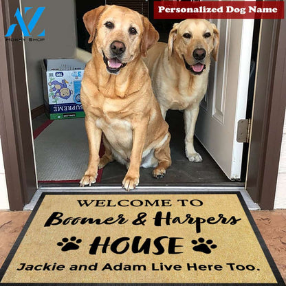 2 Pups Custom Welcome Home Dog Mat | Welcome Mat | House Warming Gift