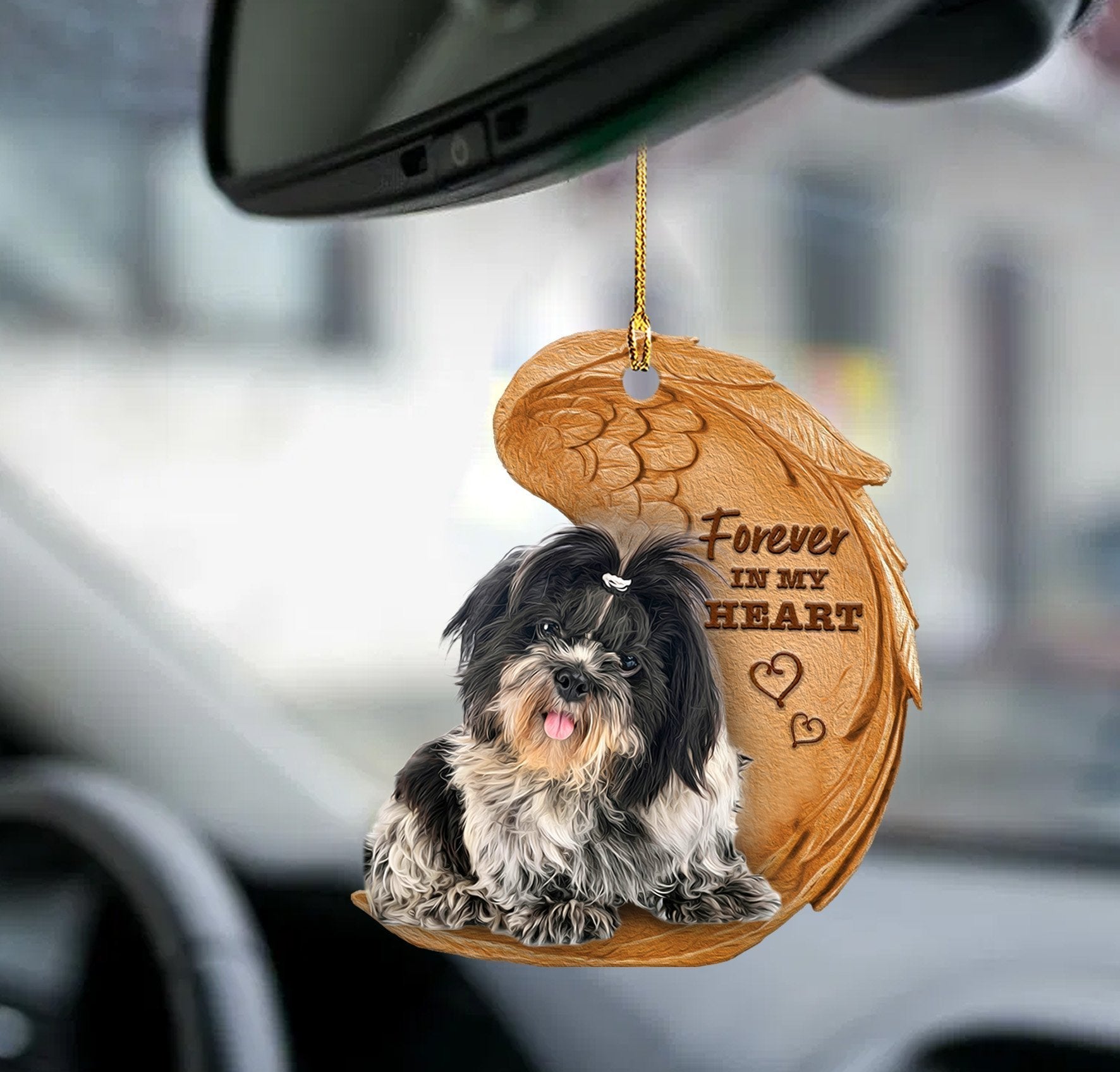 Shih Tzu Forever In My Heart Hanging Ornament-2D Effect