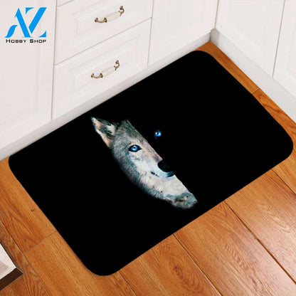 2 Sides Wolf Black Door Mat