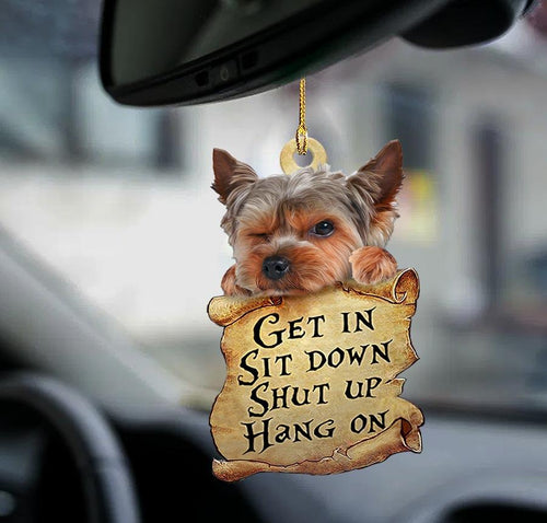 Godmerch- Ornaments- Yorkshire terrier get in yorkie lover two sided ornament, Dog Ornaments, Car Ornaments