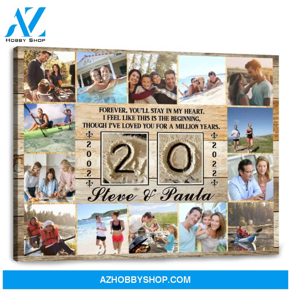 20 Year Wedding Anniversary Gift Personalized Love Canvas