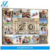 20 Year Wedding Anniversary Gift Personalized Love Canvas