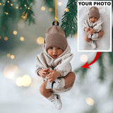 Custom Photo Ornament For Baby Cute, New Baby Christmas Ornament, Personalized Image Baby Acrylic Hanging Ornament