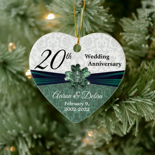 20Th Emerald Damask Wedding Anniversary -Custom Ceramic Ornament