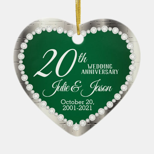 20Th Wedding Anniversary Silver Ceramic Ornament