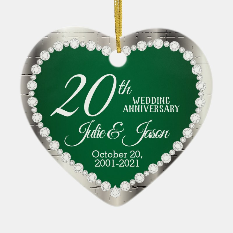 20Th Wedding Anniversary Silver Ceramic Ornament
