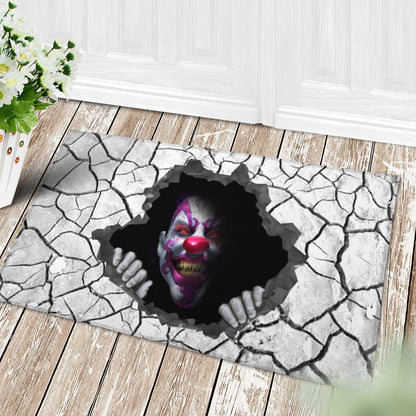 PURPLE CLOWN SCARY DOORMAT